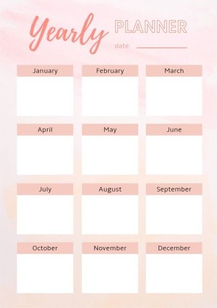 yearly planner, new year plan, life, Pink Yearly Plan Planner Template