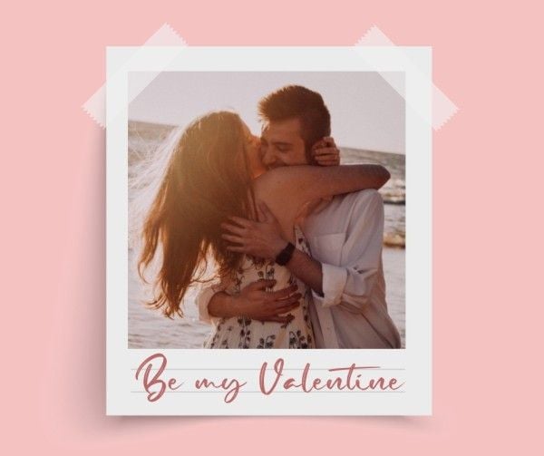 love, couple, photo, Pink Simple Valentine's Day Polaroid Facebook Post Template