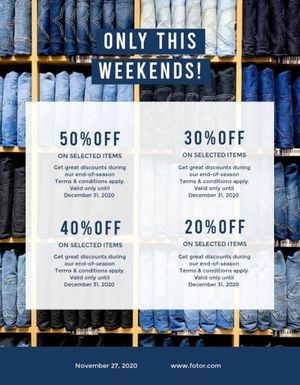 sale, gift certificate, store, Blue Jean Clothes Discount  Coupon Template