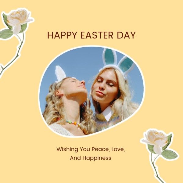 greeting, easter day, festival, Yellow Photo Collage Easter Instagram Post Template