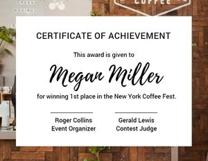 certificate of membership, membership, course, Simple Coffee Fest Certificate Template