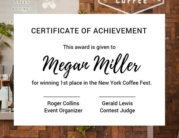 Simple Coffee Fest Certificate