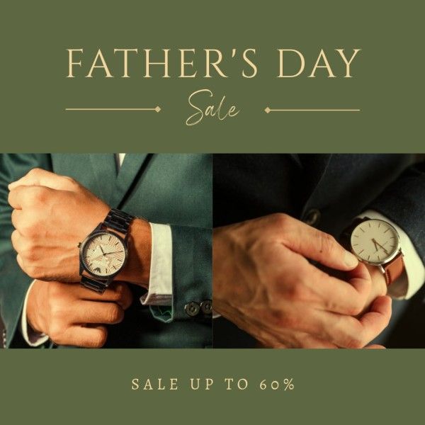 promo, promotion, discount, Green Retro Father's Day Sale Instagram Post Template