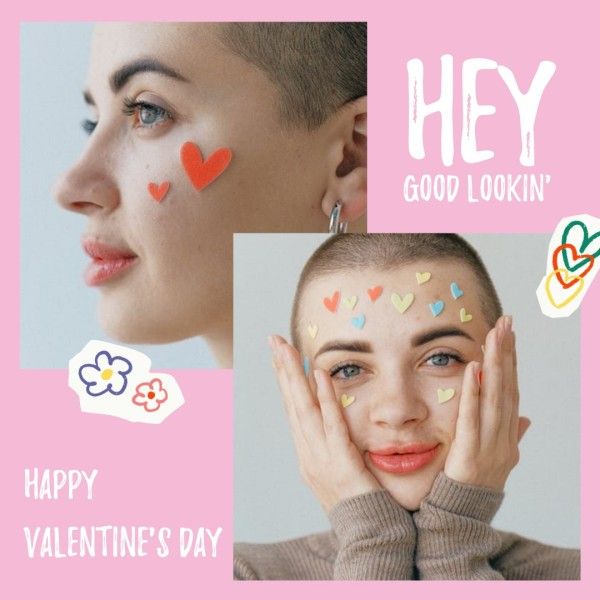 valentine's day, love, heart, Pink Collage Girl Valentine  Photo Collage (Square) Template