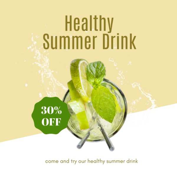 Yellow Health Lemon Summer Drinks Instagram Post