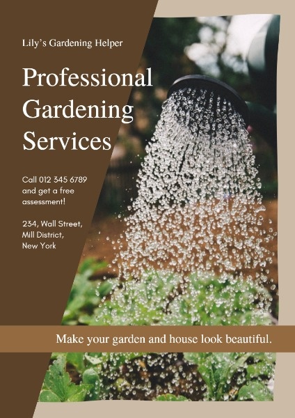 Brown Planting Gardening Service Poster