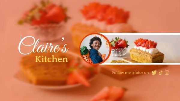 youtube end screen, end cards, end screen, Red Sweet Cake Video Subscribe Youtube Channel Art Template
