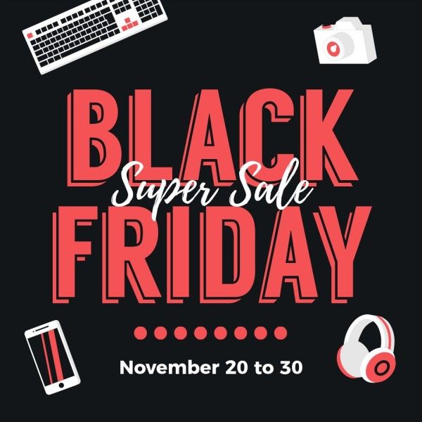 electronic, store, retail, Black Friday Gadget Super Sale Instagram Post Template
