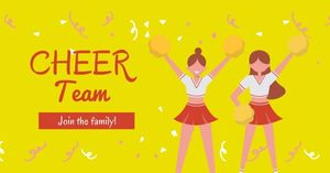 cheer team, school, nitification, Yellow Cheerleader Team Club Facebook Event Cover Template