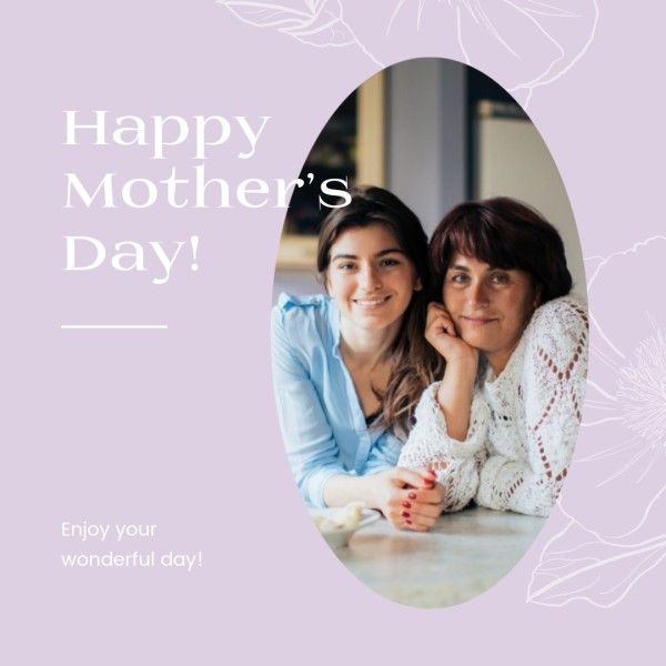 mothers day, mother day, greeting, Soft Purple Delicate Flowers Mother's Day Instagram Post Template