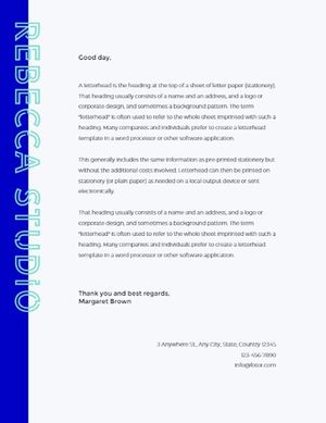 business, office, company, White And Blue Fashion Studio Letter Letterhead Template