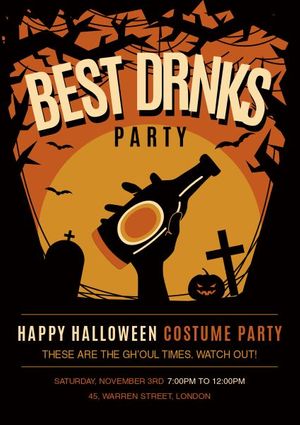 holiday, life, celebration, Happy Halloween Costume Party Poster Template