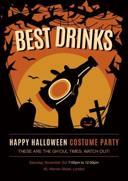 holiday, celebration, beer, Happy Halloween Costume Party Poster Template