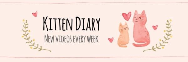 video, vlog, love, Kitten Diary Twitter Cover Template