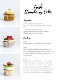 简单的白色新鲜草莓蛋糕食谱卡 食谱