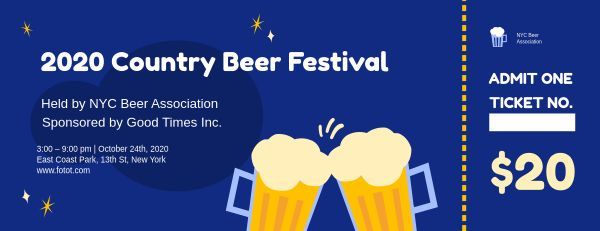 party, celebration, star, Beer Festival Ticket Template