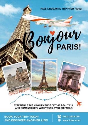 heart shape, france, country, Travel Agency Tour Poster Template