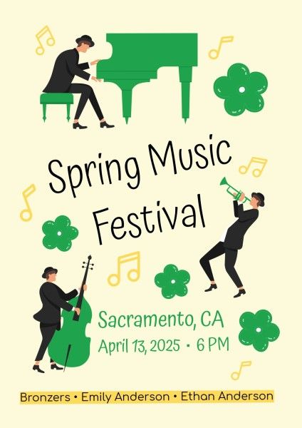 celebrate, flower, illustration, Green Spring Music Festival Poster Template
