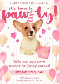 puppy, invitation, cute, Pet Birthday Party Celebration Poster Template