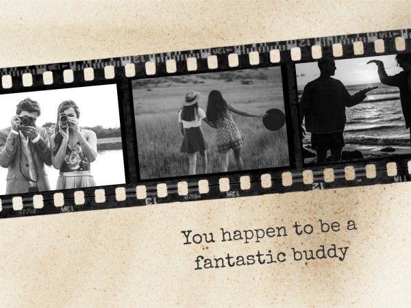buddy, life quote, film, Red Friendship Quote Photo Collage 4:3 Template