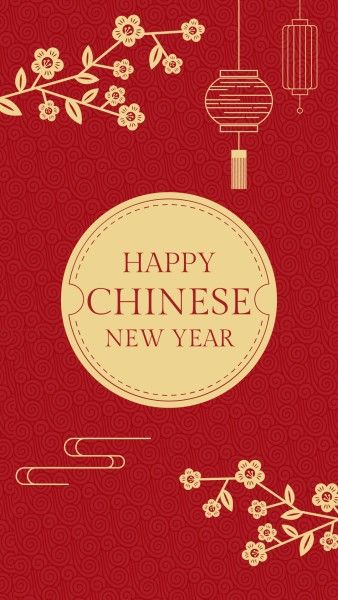happy new year, lunar new year, spring festival, Red Happy Chinese New Year Instagram Story Template