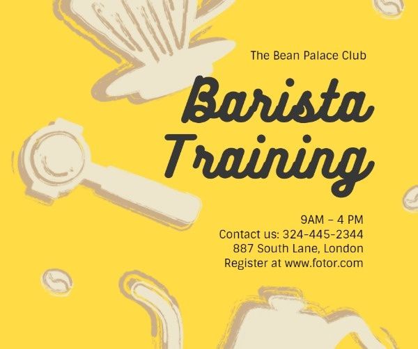 coffee, business, class, Barista Training Club Facebook Post Template