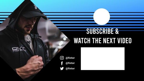 end cards, sport, photo, Blue And Black Exercise Video Subscribe Youtube End Screen Template