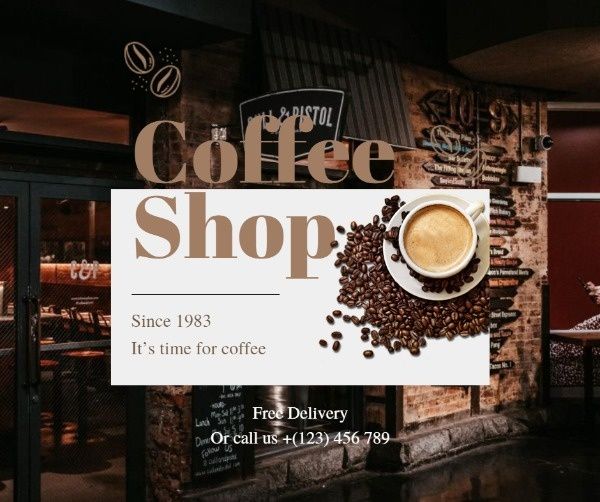 sale, marketing, business, Modern Coffee Shop Promotion Facebook Post Template
