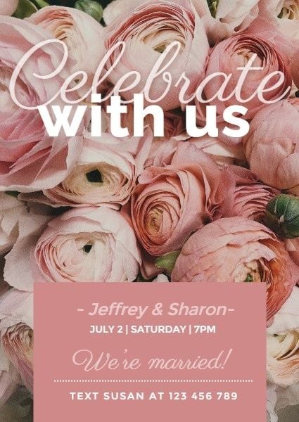 Pink Floral Romantic Wedding Invitation