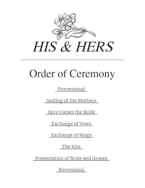 ceremony, engagement, proposal, Classic Floral Wedding Program Template