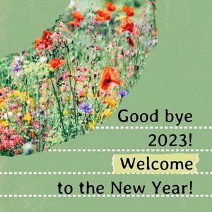 good bye, greeting, determination, Green Flower New Year Resolution Instagram Post Template