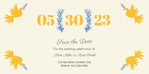 marriage, ceremony, event, Light Yellow Sweet Wedding Invitation Twitter Post Template