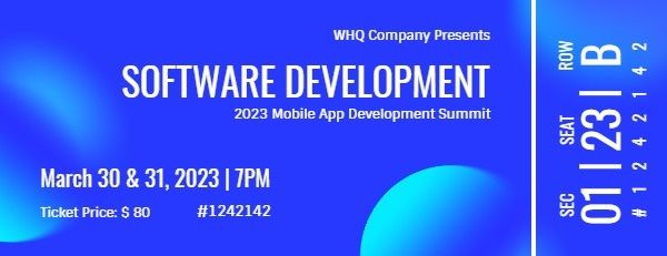 software, app, coding, Blue Information And Technology Seminar Ticket Template