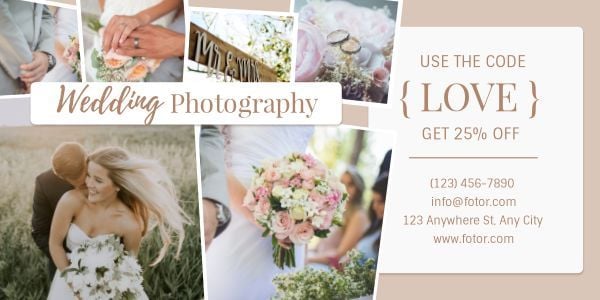 love, company, discount, Wedding Photography Studio Promotion Twitter Post Template