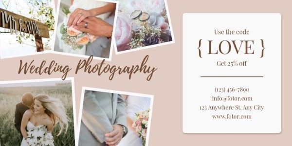 marriage, ads, sale, Wedding Photography Studio Promotion Twitter Post Template