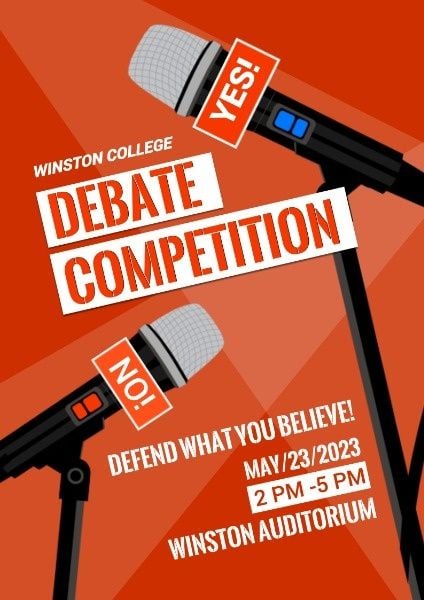 Red Debate Competition Poster