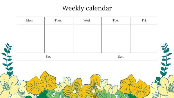 flowers, plants, date, White Weekly Plan Calendar Template