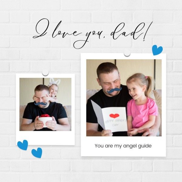 family, love, happy, Gray Wall Texture Photo Frame Father's Day Collage Photo Collage (Square) Template