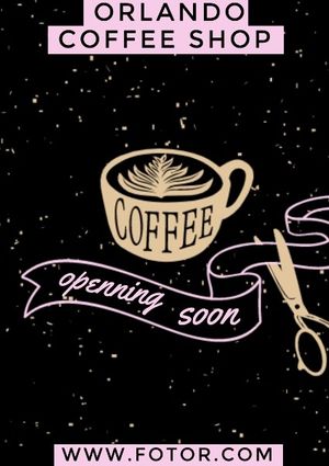 coffee shop, cafe, drink, Black Coffee House Grand Opening Poster Template