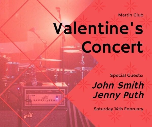 life, event, show, Red Valentine's Day Concert Facebook Post Template