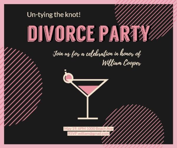 celebration, marriage, couple, Divorce Party Facebook Post Template