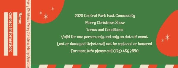 merry christmas, holiday, festival, Green And Red Christmas Show Ticket Ticket Template