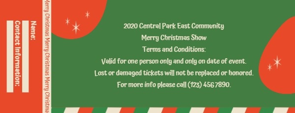 绿色和红色圣诞表演门票 门票