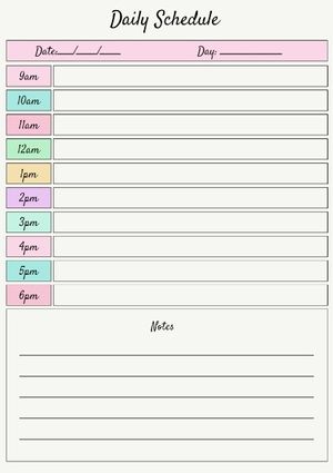 Simple White Daily Work Schedule Planner