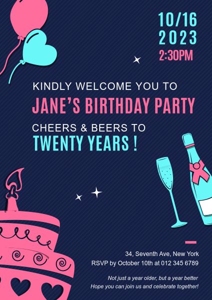 Jane's Birthday Party Invitation