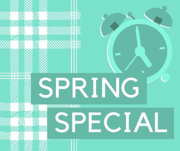 sale, promotion, marketing, Green Clock Spring Special Facebook Post Template