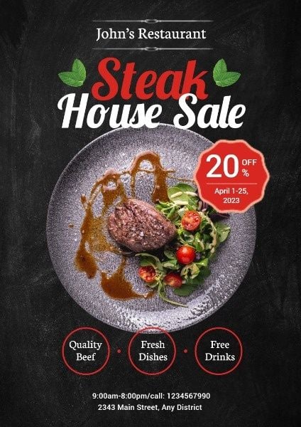 gourmet, beef, discount, Steak House Special Sale Poster Template