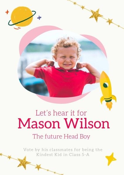 future boy, vote, classmate, White The Future Head Boy Poster Template