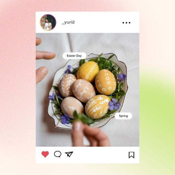 photo collage, holiday, festival, Pink Soft Gradient Ui Spring Easter Day Instagram Post Template