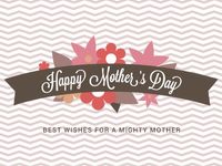 greeting, gratitude, flowers, Ribbon Flower Mother's Day Card Template